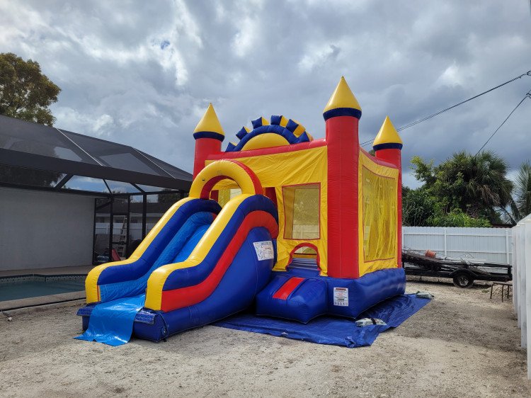 Yellow and Blue Bounce House / Slide Combo