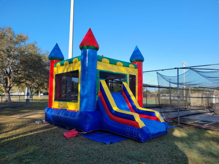 Green and Blue Bounce House / Slide Combo