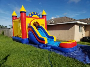 Yellow Bounce House / Water Slide Combo w Pool