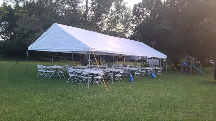 20x40 Tent Package (64 White chairs & 10 Rectangle Tables)
