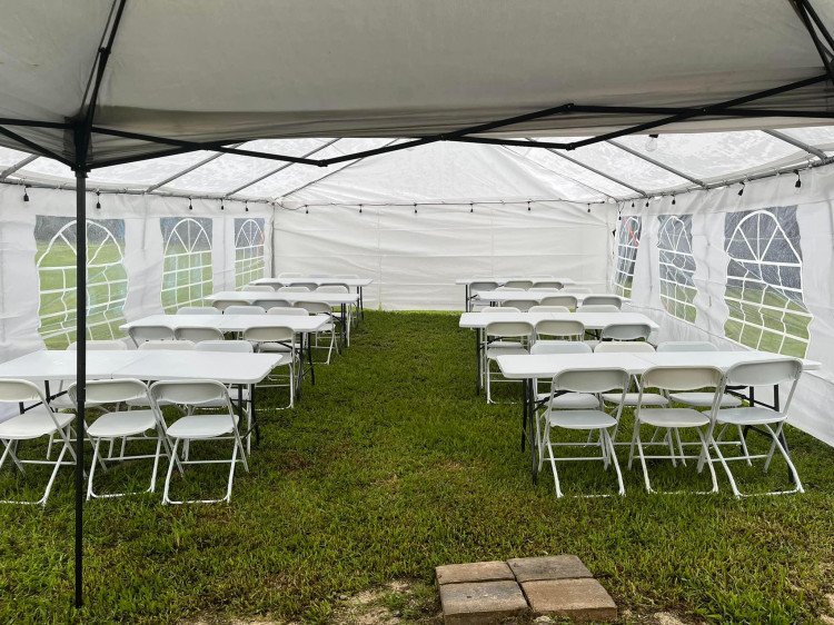 20x30 Tent Package (48 White Chairs & 8 Rectangle Tables)