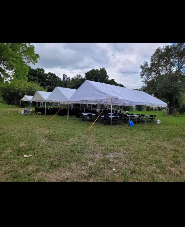20x40 Tent Package (64 Black Chairs & 10 Rectangle Tables)
