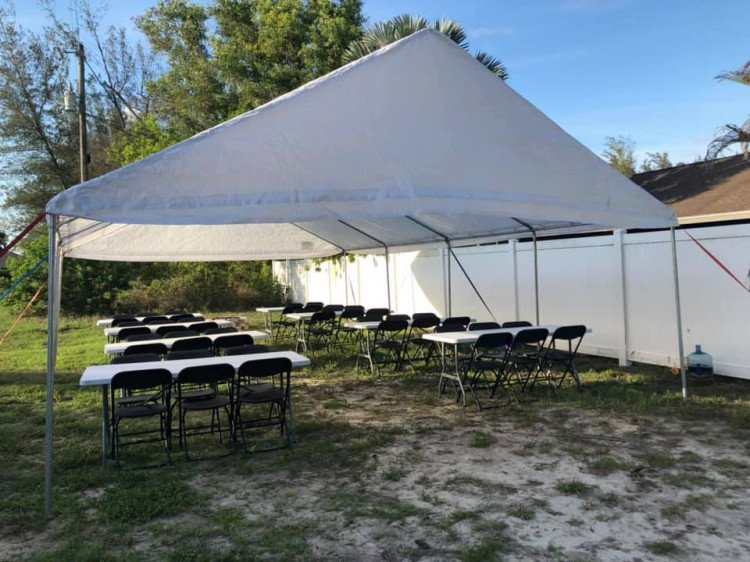 20x30 Tent Package (48 Black Chairs & 8 Rectangle Tables)