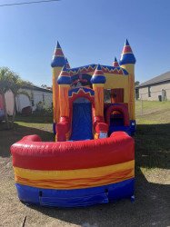 Firecracker Bounce House Package (18 Black Chairs & 3 Tables