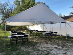 20 FT x 30 FT Tent Package (48 Black Chairs & 8 Rectangle Ta