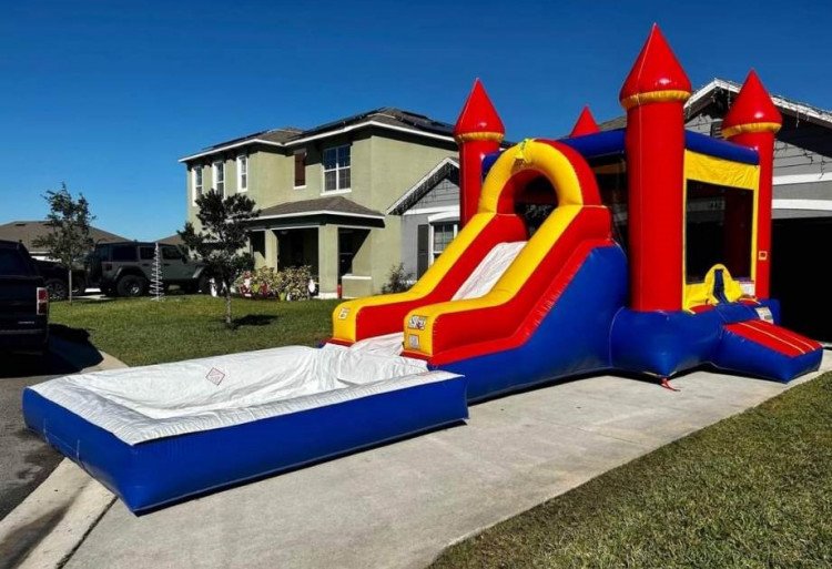 Royal Castle Bounce House Package (18 Black Chairs & 3 Table