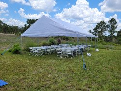 20 FT x 30 FT Frame Tent Package (48 White Chairs & 8 Rectan