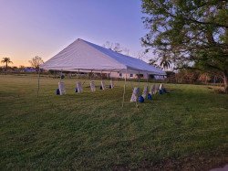 20 FT x 40 FT Frame Tent Package (64 White chairs & 10 Recta