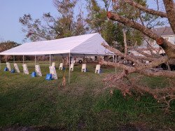 20 FT x 40 FT Frame Tent Package (64 White chairs & 10 Recta