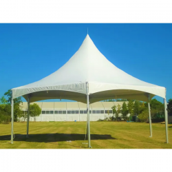 30 foot hexagon high peak frame party canopy tent 1703735838 30 FT X 30 FT Hex High Peak Frame Tent Package (48 White Cha