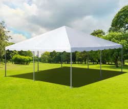 wcf wkendr 20x20 white 1703732159 20 FT x 20 FT Frame Tent Package (36 Black Chairs & 6 Rectan