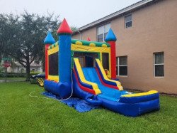 1000000031 1704309528 Green and Blue Bounce House Package (18 Black Chairs & 3 Tab