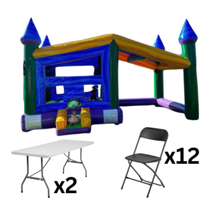 Cabana Bounce Package (12  Black Chairs & 2 Tables)