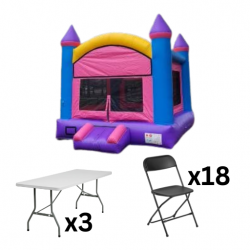 Cotton Candy Bounce  Package (18 Black Chairs & 3 Tables)