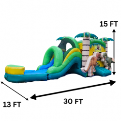 Dino20Combo 1704328111 Dinosaur Bounce House Package (18 Black Chairs & 3 Tables)
