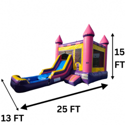 Pink20Combo20Bounce20House 1704329937 Pink Royal Bounce House Package (18 Black Chairs & 3 Tables)