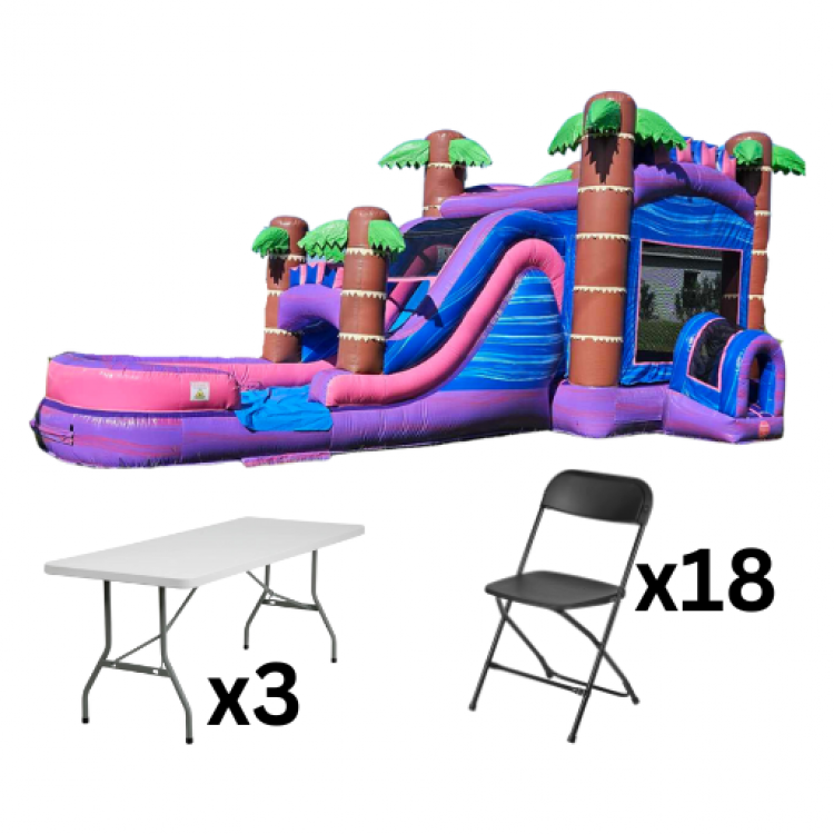 Pink Paradise Cove Bounce House / Slide Combo Package (18 Bl