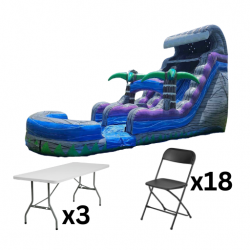 18 FT Purple Palm Water Slide  Package (18 Black Chairs and 