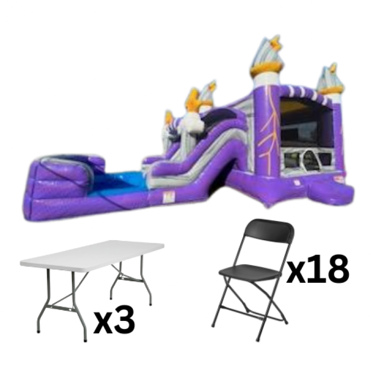 Purple Storm Package (3 Rectangle Tables & 18 Black Chairs)