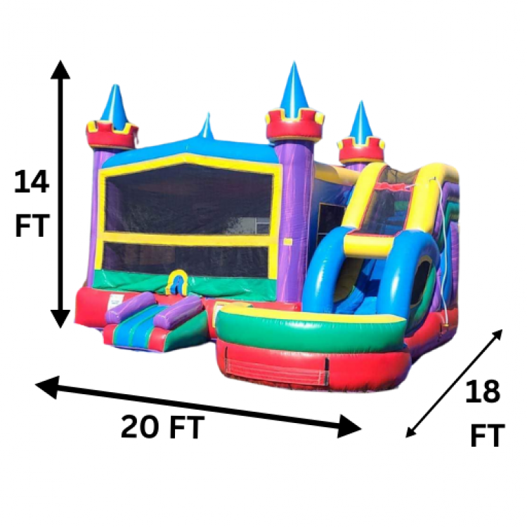 Rainbow Castle Bounce House / Slide Combo