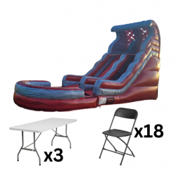 18 FT Red Flame Water Slide  Package (18 Black Chairs and 3 