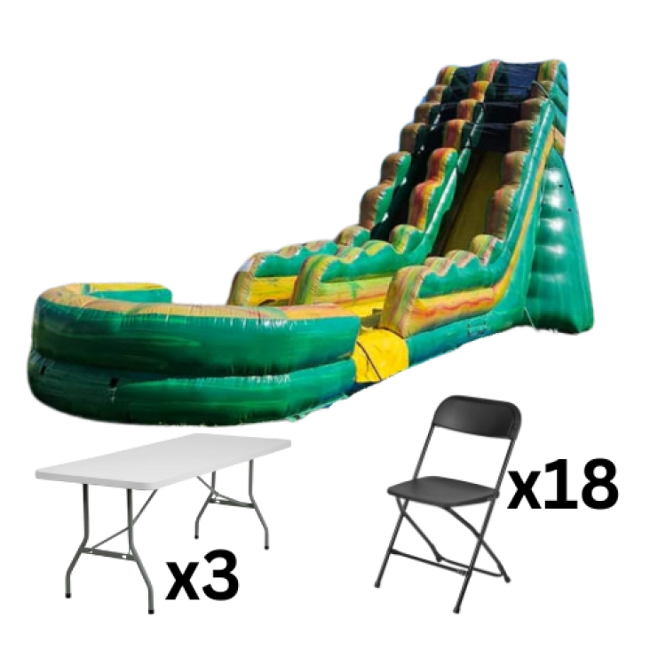 19 FT River Run Water Slide Package (18 Black Chairs and 3 r