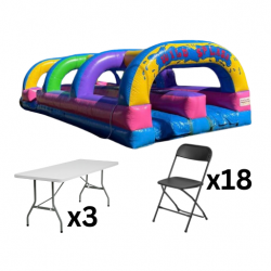 30 FT Dual Lane Slip and Slide Package (18 Black Chairs & 3
