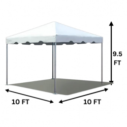 10 FT x 10 FT Frame Tent Package (12 Black Chairs & 2 Rectan