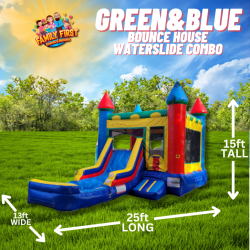 Green and Blue Bounce House / Slide Combo