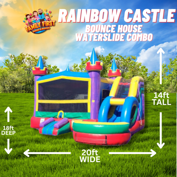 Rainbow Castle Bounce House / Slide Combo