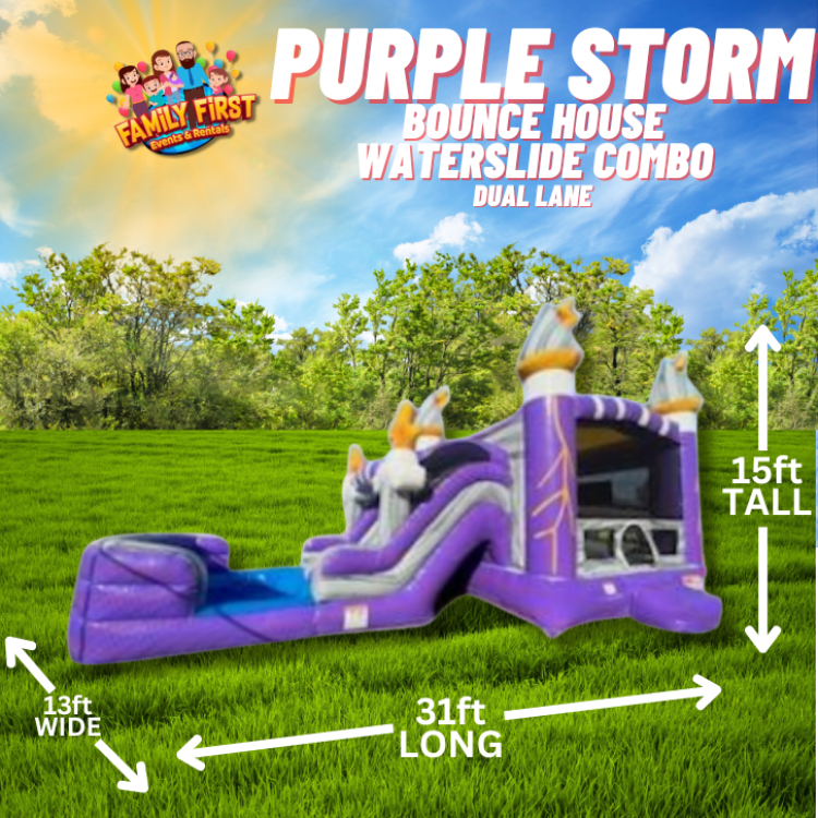 Purple Storm Dual Lane 5 in 1 Bounce House / Slide Combo