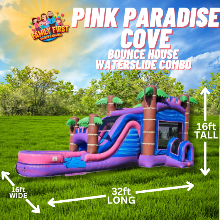 Pink Paradise Cove Bounce House / Slide Combo