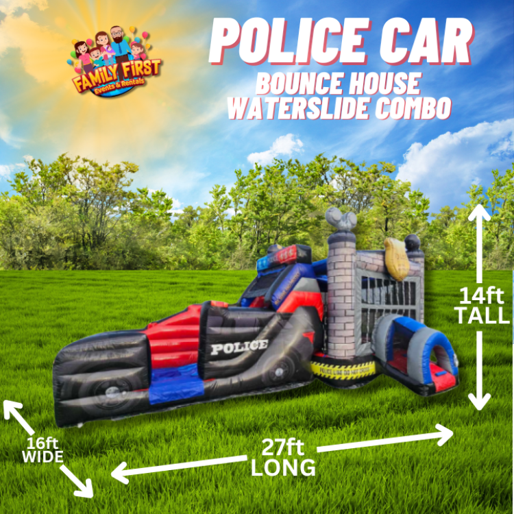 Police Car Bounce House Slide Combo