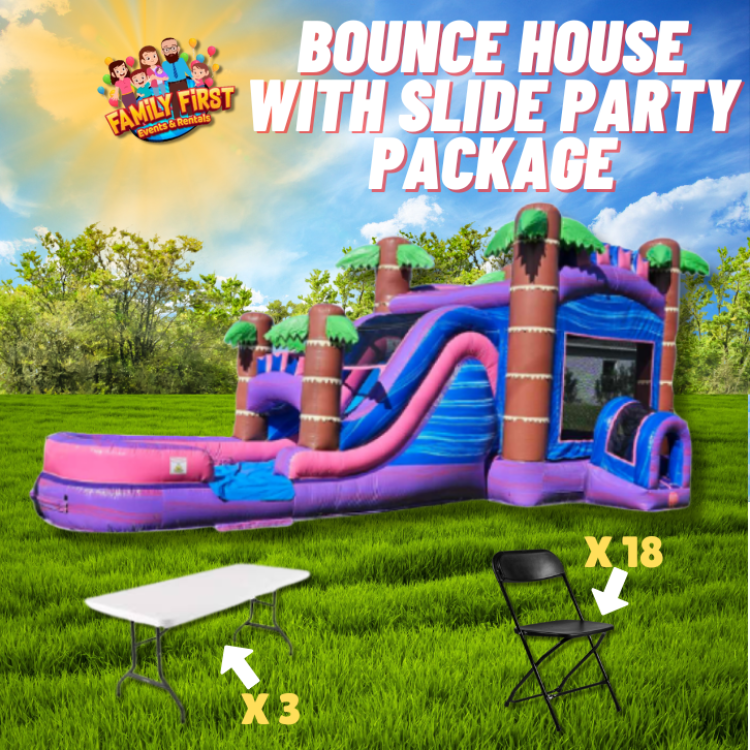 Pink Paradise Cove Bounce House / Slide Combo Package (18 Bl