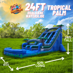 24 FT Tropical Palm Dual Lane Water Slide