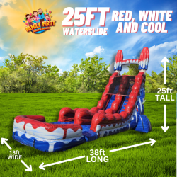 25 FT Red White and Cool Water Slide