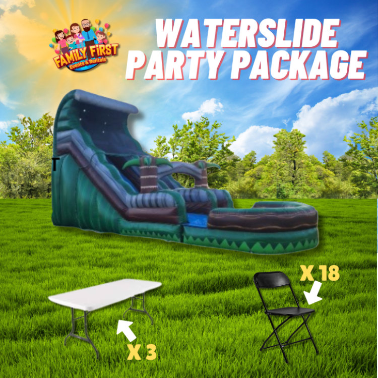 19 FT Jungle Water Slide  Package (18 Black Chairs and 3 rec