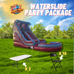 18 FT Red Flame Water Slide  Package (18 Black Chairs and 3 