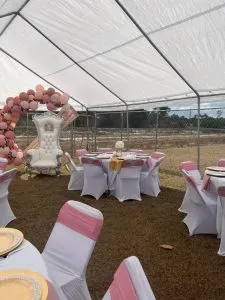 Tent Rental, Tables and Chairs, Event Decor Balloon Decor
