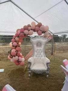 Throne Chair with Balloon Decor Balloon Garland